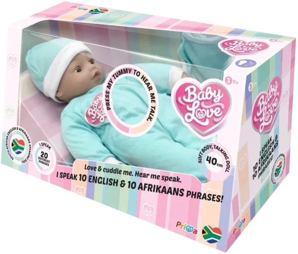 Baby Love 20 Afrikaans & English Phrase Doll for 3 Year old